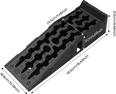 Image de Lot de 2 rampes d'accès pour voiture - Rampe d'entretien automobile - Capacité de charge : 7 257 kg - Hauteur de levage : 17 cm - Surface antidérapante - Plastique PP - Noir