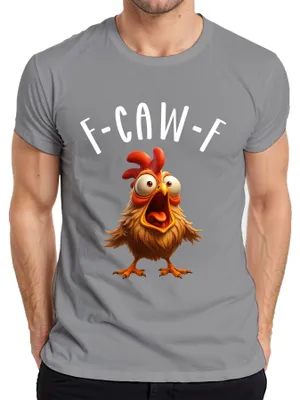Produktbild von F-CAW-F Lustiges Cartoon Huhn Verrücktes Bauernhof Humor witzig Herren T-Shirt, Grau, XXL