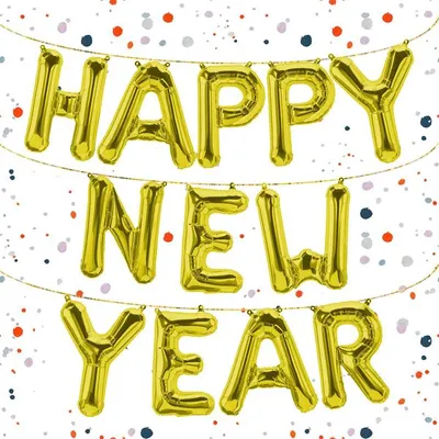 Produktbild von Folienballon Schriftzug Happy new Year, Gold, ca. 80 cm für Luftbefüllung
