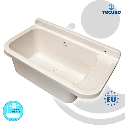 Produktbild von tecuro Ausgussbecken P60, weiß, mit Ablaufgarnitur und Siphon, 17 Liter, 590x340x210 mm