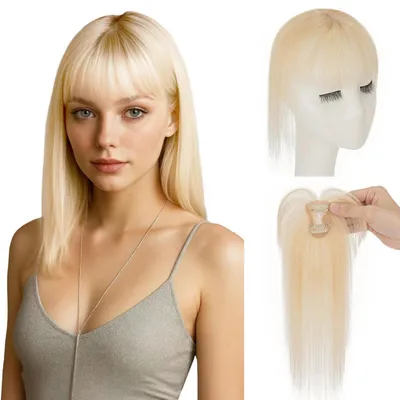 Produktbild von Clip in Pony Echthaar Wispy Bangs #613 Blond 10g