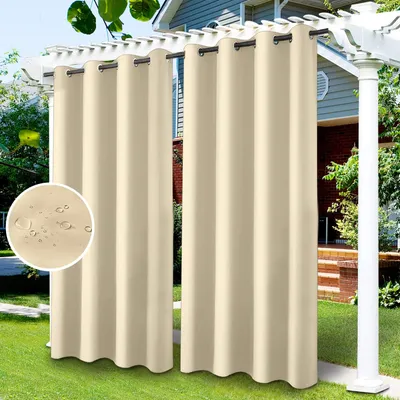 Immagine prodotto di Tende da esterno, 132x213 cm, confezione da 4 pezzi, color beige, per gazebo da giardino