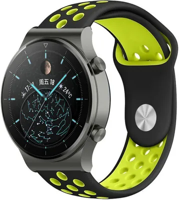 Produktbild von Strap-it Huawei Watch GT 2 Pro Sportarmband (Schwarz/Gelb)