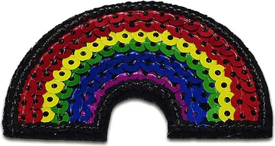Produktbild von Regenbogen Mit Pailletten - Aufnäher, Bügelbild, Aufbügler, Applikationen, Patches, Flicken, Zum Aufbügeln, Größe: 6,8 x 4,1 cm