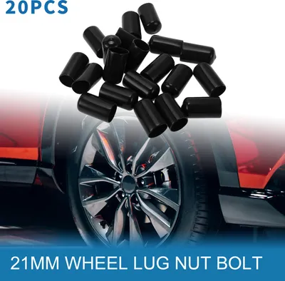 Image de Écrou De Roue De Boulon De 21Mm Jantes Vis D'Écrou De Pneu Capuchons De Protection De Boulon De Poussière De Pvc Noir 20 Pièces