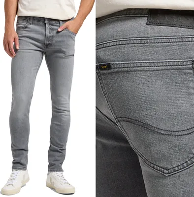 Zdjęcie produktu dla LEE Męskie, spodnie dżinsowe, krój slim fit LUKE, szerokość w pasie 32, długość nogawki 34, szare, dżinsy, dżinsy baggy, dżinsy baggy