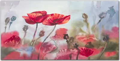 Produktbild von Coloray Küchenrückwand 100x50 Spritzschutz aus Glas - Blumen Malerei