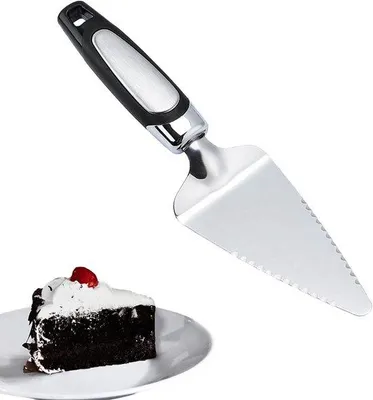Productafbeelding van Taart Serveerspatel - Taartschep Lepel - Taart Pizza Snijden - Getande Rand - 25 cm - Zilver