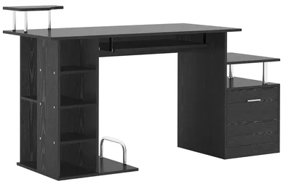 Image de Bureau informatique - Poste de travail - Chaise de bureau - Bureau d'étude - Bureau pour télétravail - Compact : 152 x 60 x 88 cm