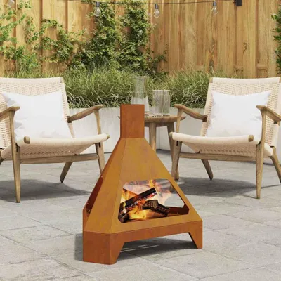 Produktbild von "2026 Aktion"Feuerstelle - modernes Design - Feuerstelle für Garten & Terrasse - Braun 50x43x52cm Wetterfeststahl DE776585 - Feuerkörbe & -schalen