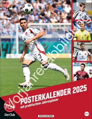 A collage of a soccer player and smaller images of other players, with promotional text for a calendar.