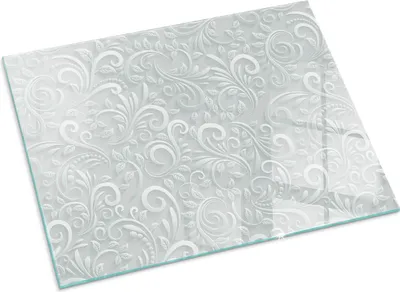 Produktbild von Elegantes florales Muster – Glasbodenplatte für – Kaminofen – Kaminplatte Glas – Schutzglas – Funkenschutzplatte –Glasbodenplatte Feuerfeste – Hitzeschutzplatte – Bodenschutz aus Glas – 80x60 cm