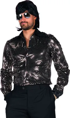 Produktbild von Hemd Night Fever Disco Pailletten silber, Groesse:XXL