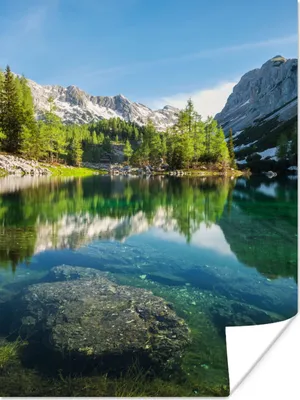 Produktbild von MuchoWow® Poster Wasser - Berge - Felsen 120x160 cm - Wandbilder