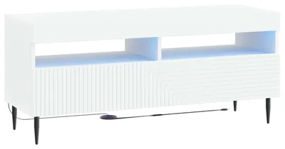 Image de Meuble TV LED, blanc, en panneaux de particules
