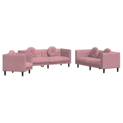 Obrázok produktu pre vidaXL 3-dielna sedacia súprava s vankúšom Pink Velvet