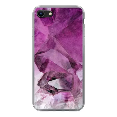 Produktbild von MuchoWow® Handyhülle Schutzhülle Hülle für iPhone 8 Naturstein - Lila - Luxus Silikon Softcase Handy Hülle - Schutzhaube