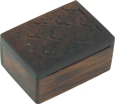 Produktbild von Beschnitzte Kleine Schatztruhe, Holzschachtel, Schmuck Dose, Schatzkiste - Modell 15, Braun, 3,3*7*5 cm, Dosen, Boxen & Schatullen