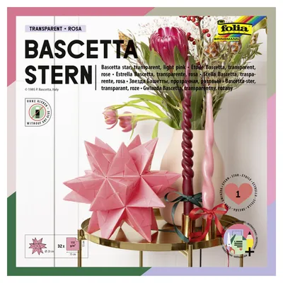 Origami Bascetta-Set, 32 Blatt, 15x15 cm, rosa, inkl. Anleitung
