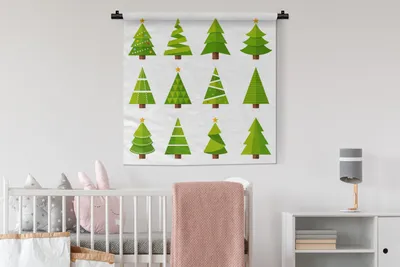 Produktbild von MuchoWow® Wandteppich Wandbehang Muster - Weihnachtsbaum 90x90 cm Tapisserie Dekoration Wandtuch - Wandaufhänger