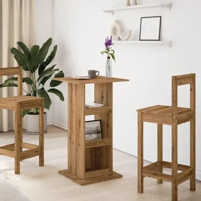Produktbild von Famanu Bartisch mit Stauraum 60x60x102 cm - Hohe Küchentheke für Esszimmer oder Wohnzimmer