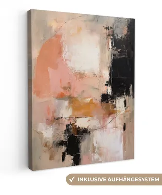 Produktbild von MuchoWow® - Leinwandbilder - Kunst - Abstrakt - Beige - Farbe, Wandbild, Wanddeko Bilder Wohnzimmer, 30x40 cm
