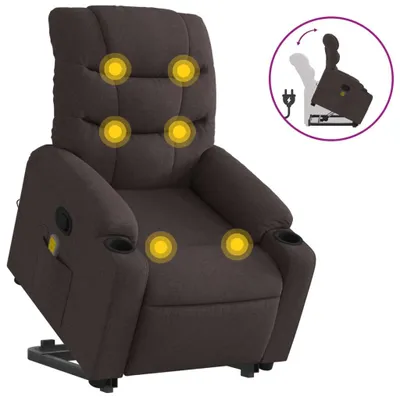 Produktbild von vidaXL Massagesessel mit Aufstehhilfe Dunkelbraun Stoff