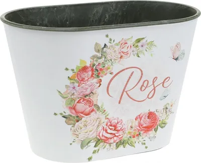 Produktbild von Dekoratives Pflanzgefäß mit Rosendekor für Blumen und kreative Arrangements
