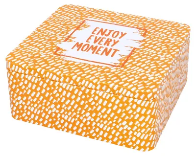 Produktbild von BIRKMANN Geschenkbox mit Spruch, orange, 21 x 19 cm, H 9 cm, aus robustem Weißblech, 439825