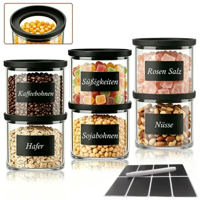 Image de Boîtes de conservation de 600 ml, lot de 6, en verre, pour la cuisine