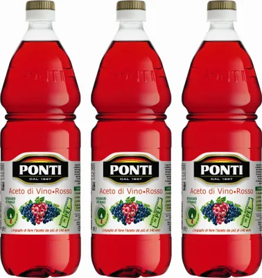 Produktbild von Rotweinessig PONTI (3 X 1000ml) in PET Flasche - Aceto di Vino Classico Rosso