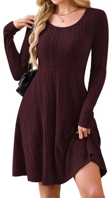 Productafbeelding van AUSELILY Lange mouwen, gebreide jurk voor dames, ronde hals, perfect voor de herfst, trui-jurk