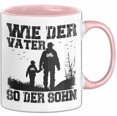 Produktbild von Vater Sohn Tasse Geschenk Lustige Geschenkidee Spruch Motorrad-Fahrer (Rosa)