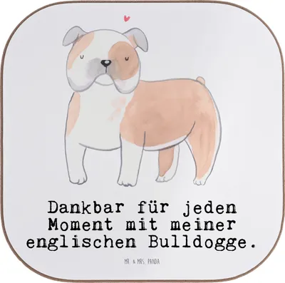 Produktbild von Mr. & Mrs. Panda Tassen Untersetzer Englische Bulldogge Moment - Weiß - Geschenk, Gläser, gläseruntersetzer, für, Coaster, Glas, Tischuntersetzer