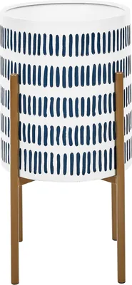 Obrázok produktu pre BELIANI Kvetináč bielo-modrý železný 31 x 31 x 58 cm moderný izbový črepník so stojanom industriálny štýl