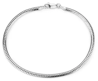 Produktbild von MATERIA 925 Silber Armband Schlangenkette 17-23cm - Beads Armband rhodiniert 3mm mit Box #SA-7