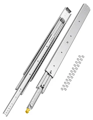 Produktbild von VEVOR 1 Paar Vollauszugsschubladenschienen 16 18 20 24 30 35 37,4 59 24 32 36 40 48 60 Zoll, 250 lbs Tragfähigkeit, verriegelbare Schubladenschienen, Kugellager mit Verriegelung, seitlich montierte Schubladenschiene, 500 lbs-91,4 cm