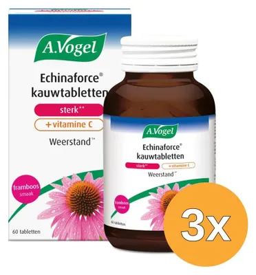 Productafbeelding van 3x A.Vogel Echinaforce kauwtablet sterk + vitamine C (60 kauwtabletten)