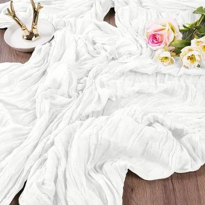 Obrázek produktu pro Bílý ubrus, balení po 2 kusech, ubrus ve stylu boho, průsvitný, dekorace na oslavu, 90 x 300 cm