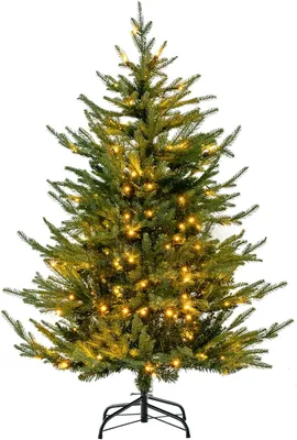 Produktbild von Künstlicher Weihnachtsbaum 135 cm, 180 warmweiße LEDs, 8 Transformationsmodi, 386 Zweigspitzen, aus PE & PVC, Metallständer