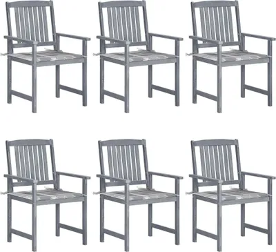 Produktbild von Best Möbel Gartenstühle mit Kissen 6er Set Massivholz Akazie Grau - Gartenstühle 3parcel CHY67869