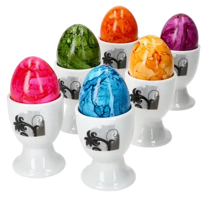 Produktbild von 6er Set Black Flower Eierbecher 6 Personen Planzen-Dekor schwarz - 6 x Eierbecher