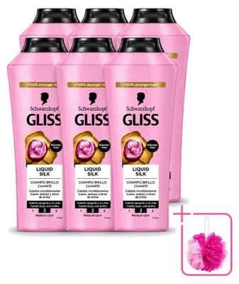 Productafbeelding van 6 flessen Gliss-Kur Liquid Silk shampoo voor zijdezacht haar - 400 ml - Voordelige verpakking - 6 stuks
