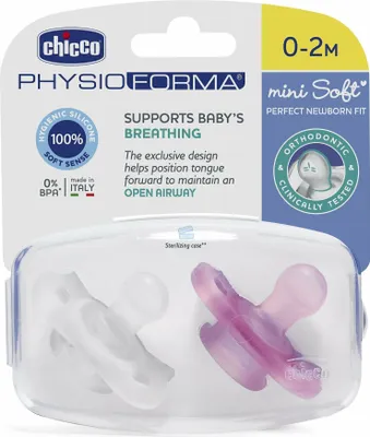 Produktbild von Chicco Schnuller Physio Soft 0m+ Silikon Rosa/transparent