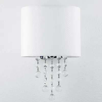 Immagine prodotto di Lampada da parete classica "Nina" cromo bianco metallo vetro tessuto lampada da parete soggiorno camera da letto corridoio