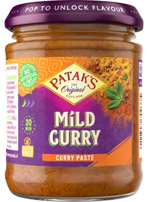 Zdjęcie produktu dla Patak's Mild Curry Paste 165g – Aromatyczna łagodna indyjska pasta przyprawowa do curry