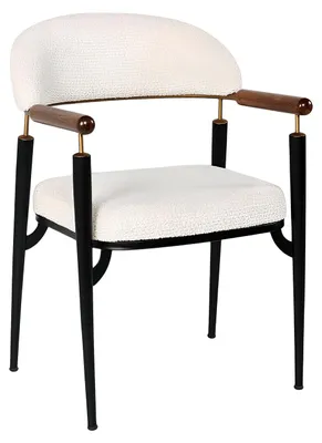 Immagine prodotto di Sedia da pranzo beige con struttura in legno di design Elegante sedia con braccioli