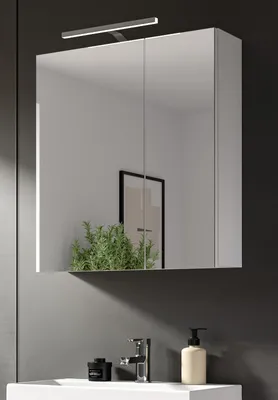 Produktbild von Badezimmer Spiegelschrank "Larik", Badschrank in weiß, 2-türig Breite 60 cm mit LED