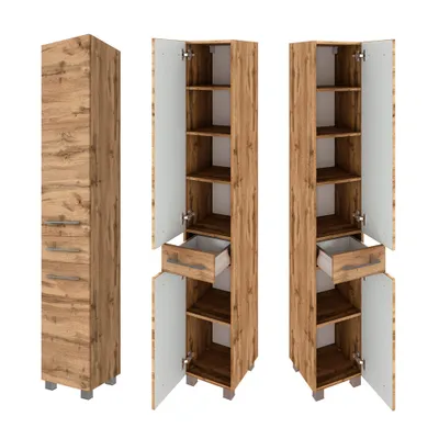 Produktbild von Badmöbel Hochschrank LOUNY-03 in Wotaneiche Nb., B/H/T: ca. 30/180/35 cm