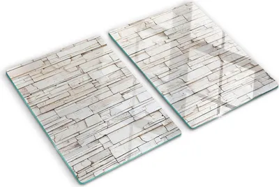 Obrázek produktu pro Kryt varné desky – Kryt na indukční desku – Ochranná skleněná deska – 2x40x52 cm– Skleněné ochranné desky na sporák –Tvrzené sklo –Bílá kamenná zeď